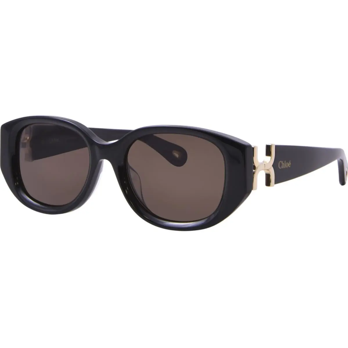 Chloe CH0237SK 001 Sunglasses Women`s Black/gold/brown Lenses Round Shape 54mm by Chloé