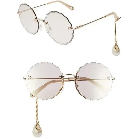 Chloé Tally 57MM Diamond Shape Gold Frame Grey Brown Multi Gradient Sunglass