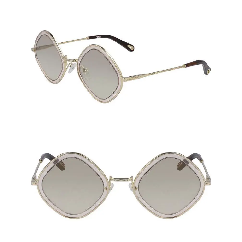 Chloé Mod Rectangle 55mm Sunglasses Gold Light Pink
