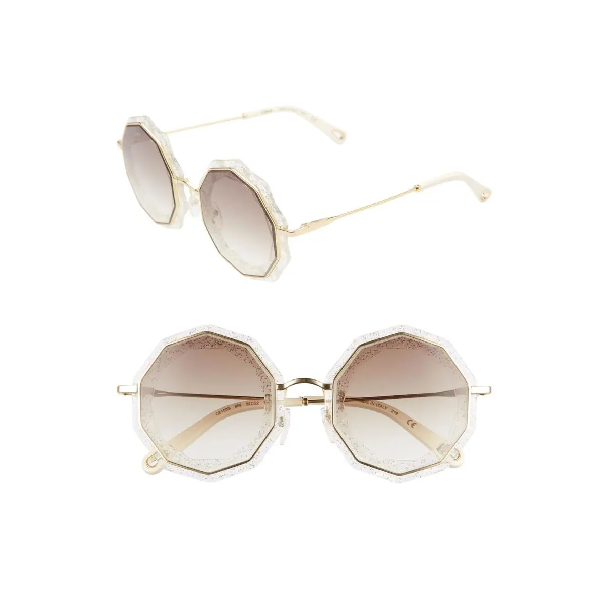 Chloé Chlo� Caite Round Sunglasses In Gold/crystal Glitter CE160S-859