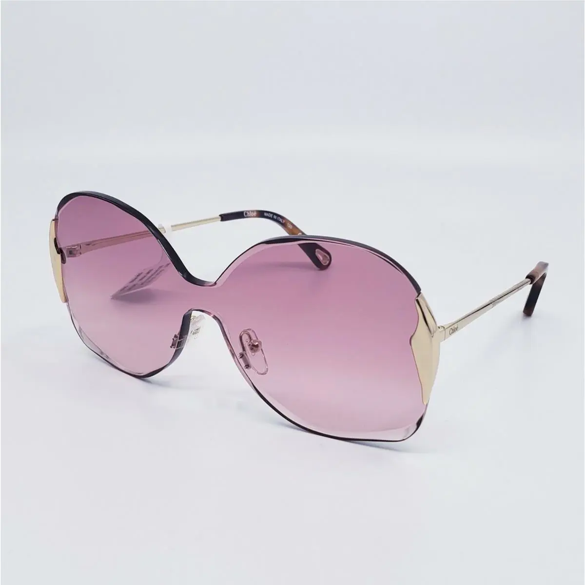 Chloe Oversized Women`s Sunglasses CE 162S 850 Gold Metal Pink Gradient Lens