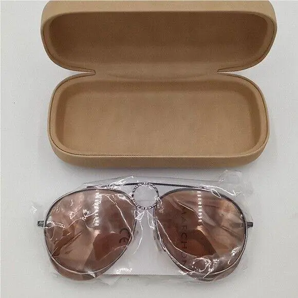 Chloe Romie Aviator Sunglasses Dark Nickel / Nickel / Brown with Case