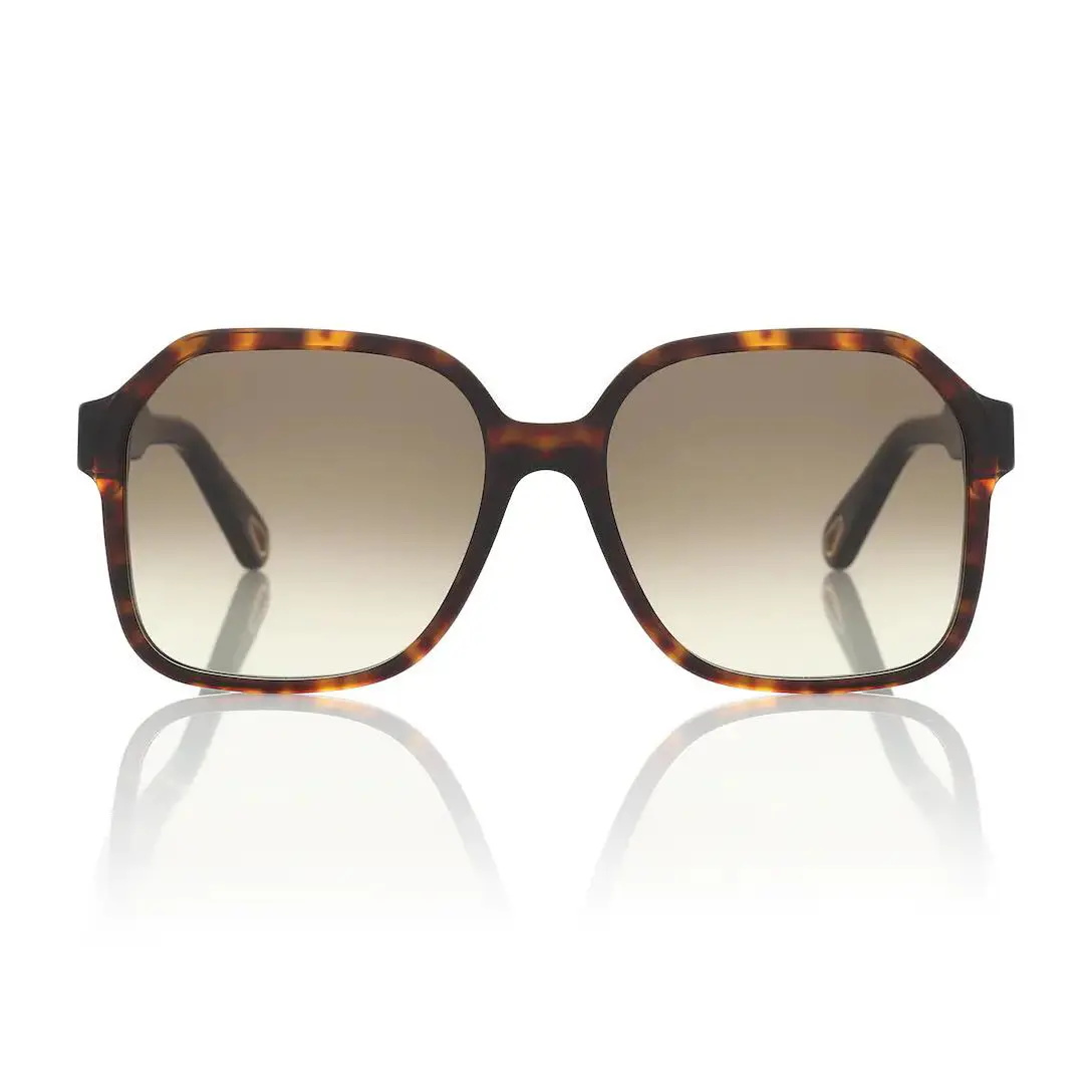 Chloe Willow 56mm Gradient Brown Tortoise Rectangular Sunglasses R1107 - Frame: Brown, Lens: Brown