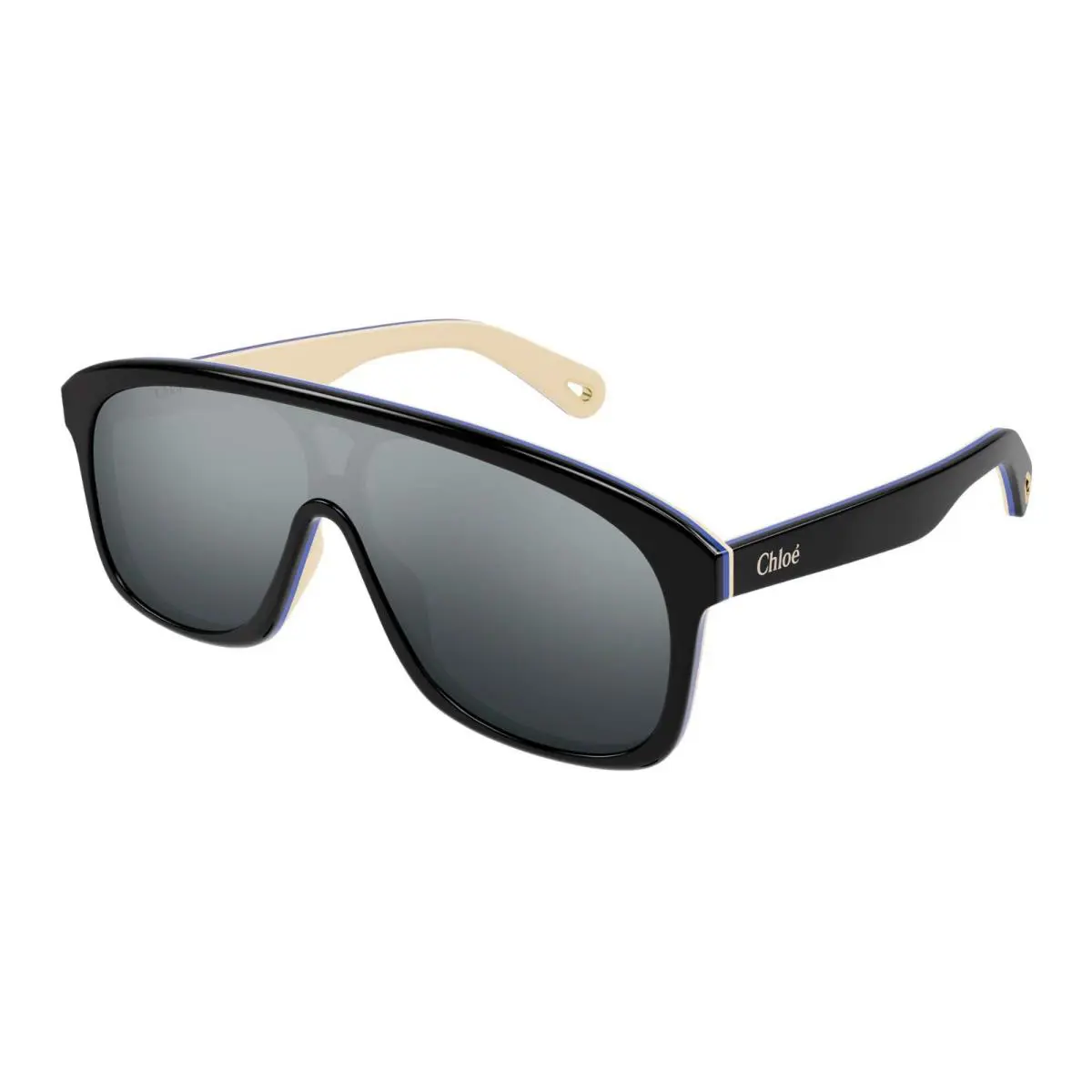 Chloé CH0212S Black/grey with Light Silver Mirrored 004 Sunglasses