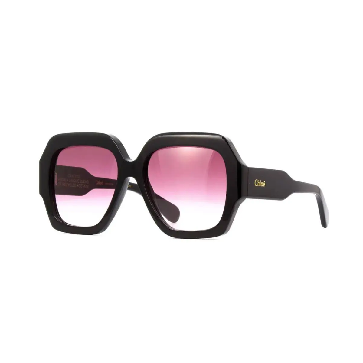 Chloe CH0154S Textured Shiny Black/red Shaded 001 Sunglasses