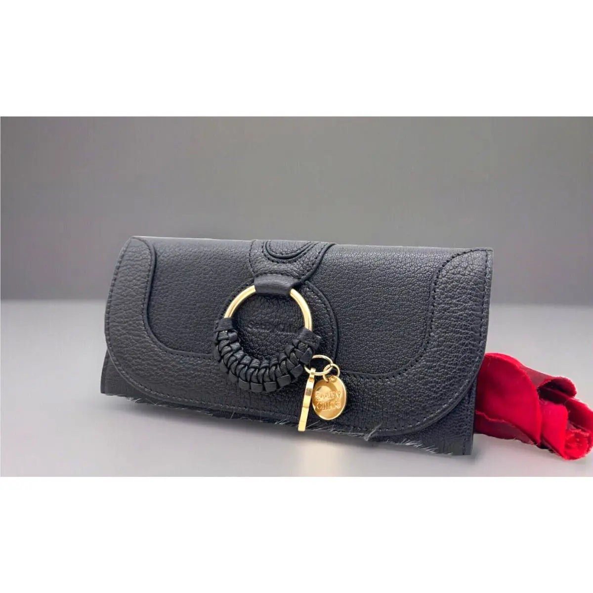 See By Chloe Hana Long Continental Pebbled Leather Wallet-blk /box