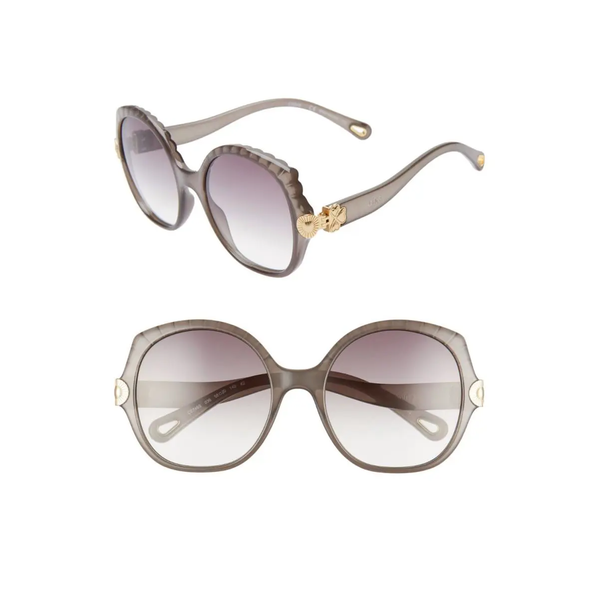 Chloe R3025 Women`s Dark Grey Vera Round Sunglasses 56mm