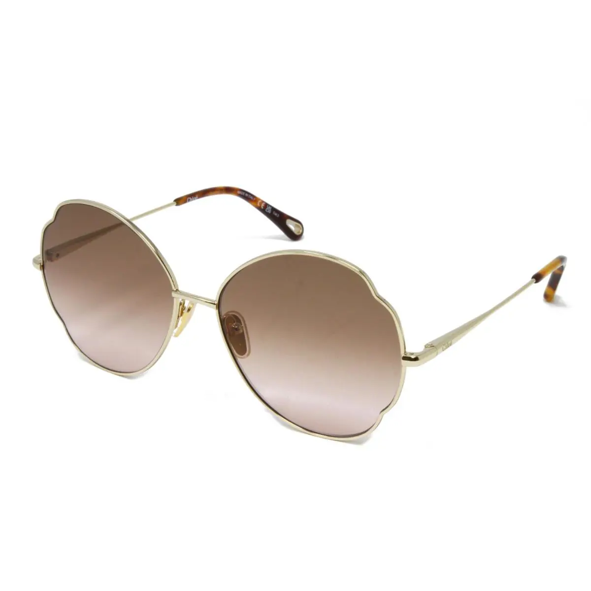 Chloe Sunglasses Women`s Round Metal Gold 60mm Brown Gradient Lens CH0093S-001