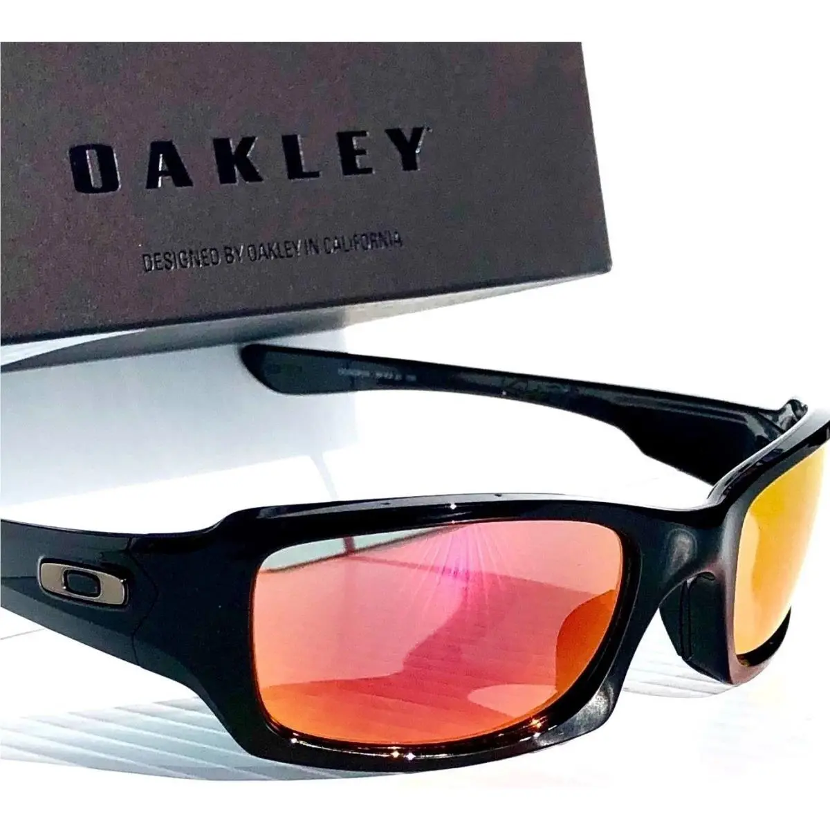 Oakley Fives Squared Black w Polarized Ruby Galaxy Lens Sunglass oo9238