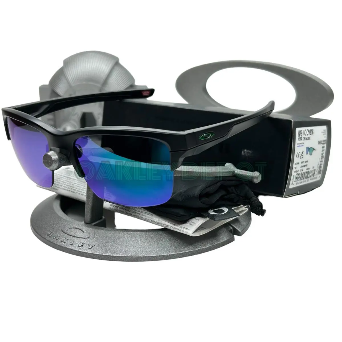 Oakley Thinlink 009316 Matte Black/jade Iridium Sunglasses 55 - Frame: MATTE BLACK, Lens: JADE