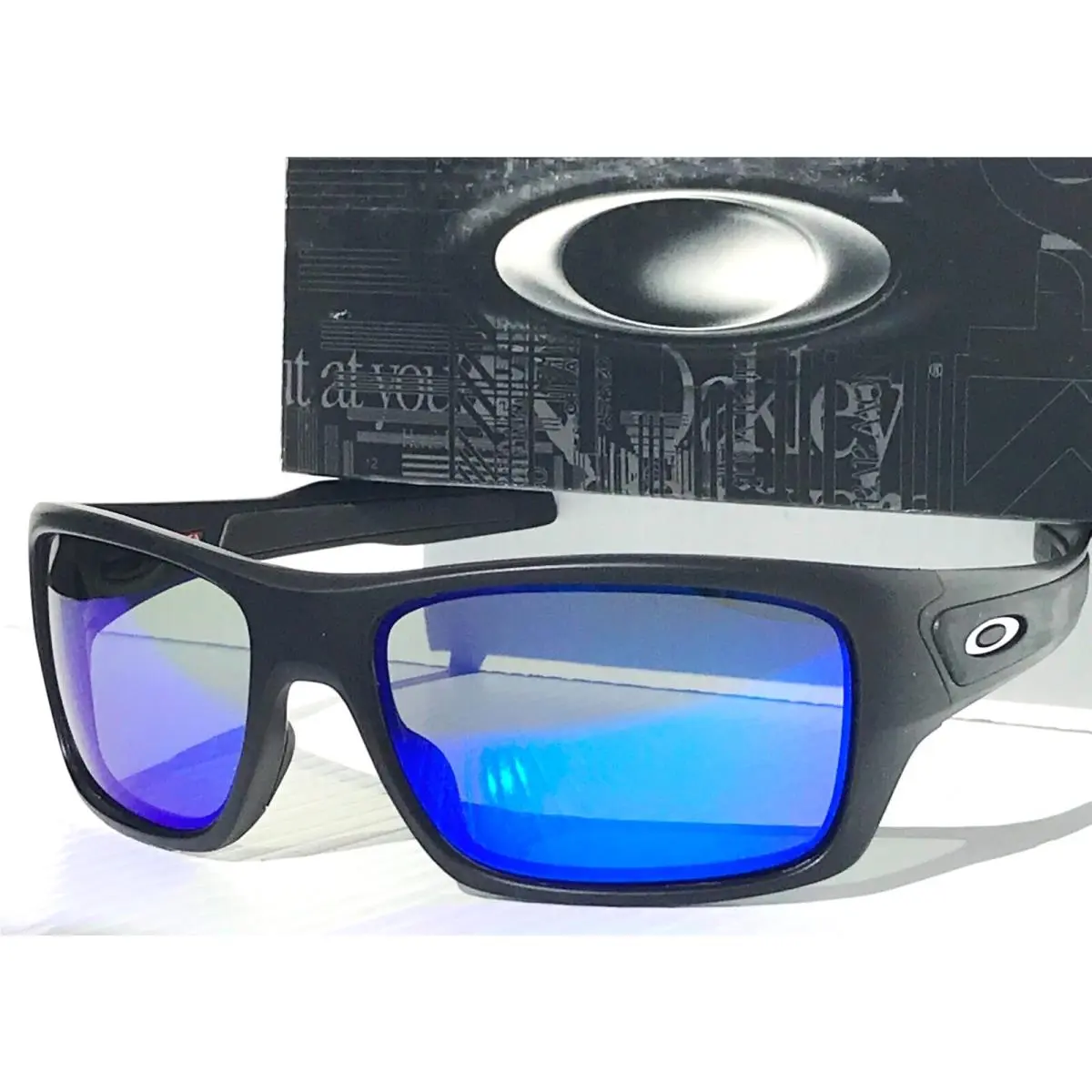 Oakley Turbine Matte Black +polarized Galaxy Blue Iridium Lens Sunglass 9263 - Frame: Black, Lens: Blue