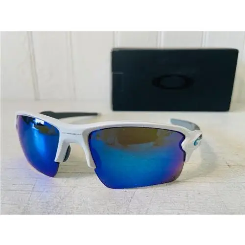 OO9188-94 Flak 2.0 XL Polished White w Prizm Sapphire Lenses Suns by Oakley