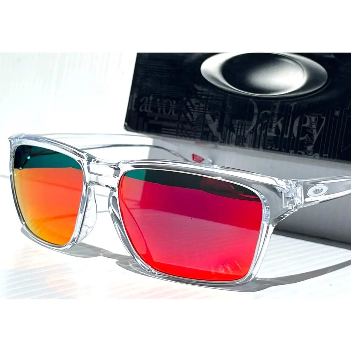 Oakley Sylas Shiny Clear Polarized Galaxy Magenta Lens Sunglass 9448 - Frame: Clear, Lens: Magenta