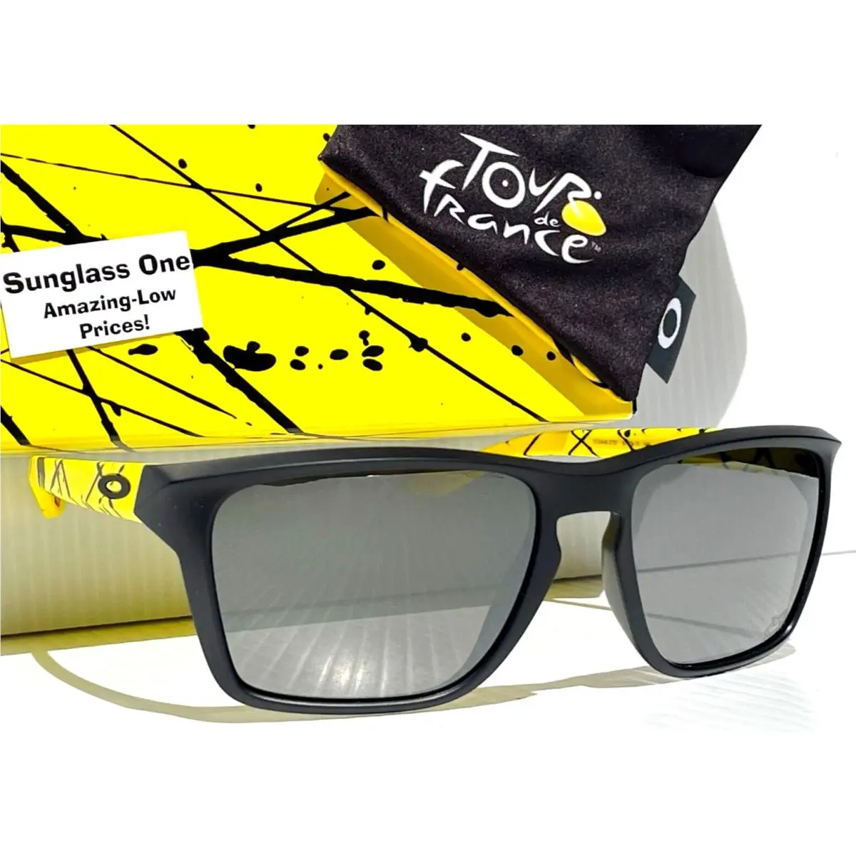 Oakley Sylas Tour De France Matte Black Yellow Prizm Black Lens Sunglass 9448-37