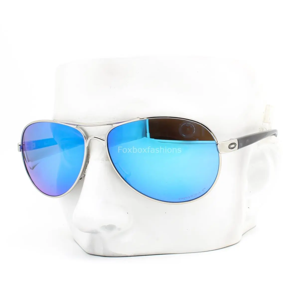 Feedback Sunglasses Silver Prizm Blue Polarized Mirror OO4079-33 W/case by Oakley