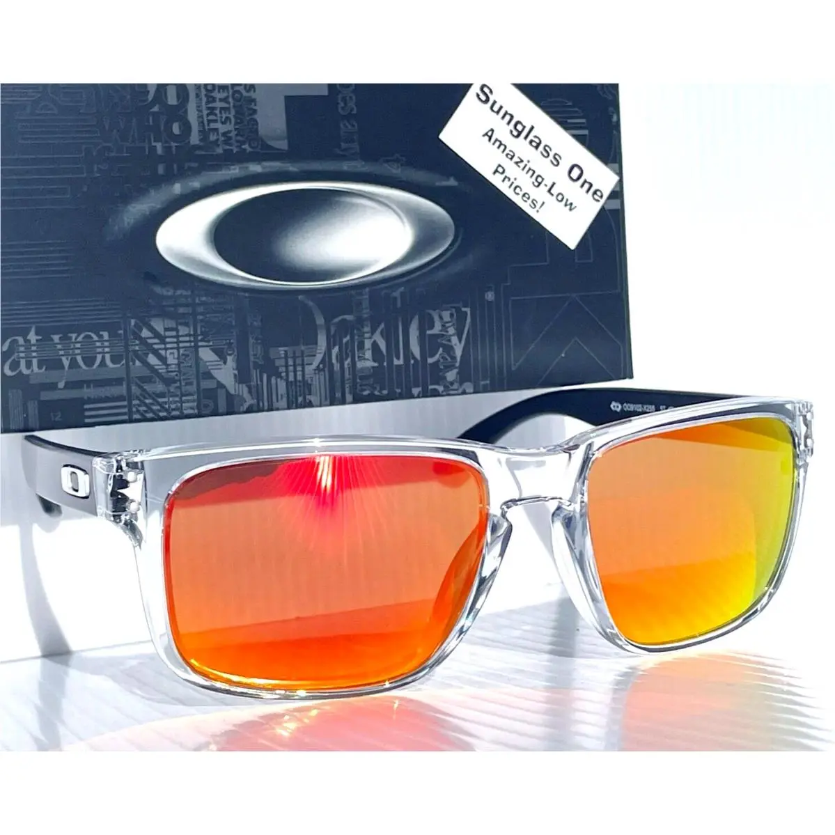 Oakley Holbrook Shiny Clear Polarized Galaxy Ruby Lens Sunglass 9102