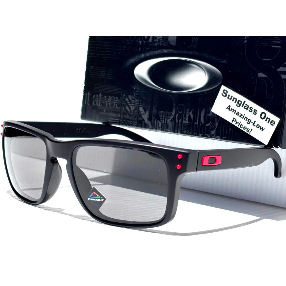 Oakley Holbrook Matte Black Ducati Red Prizm Grey Lens Sunglass 9102-U2