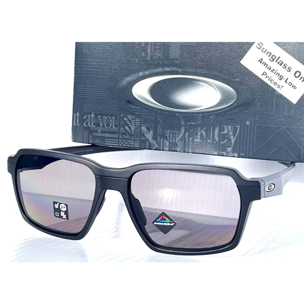 Oakley Parlay Matte Black Polarized Prizm Grey Lens Sunglass 4143-08