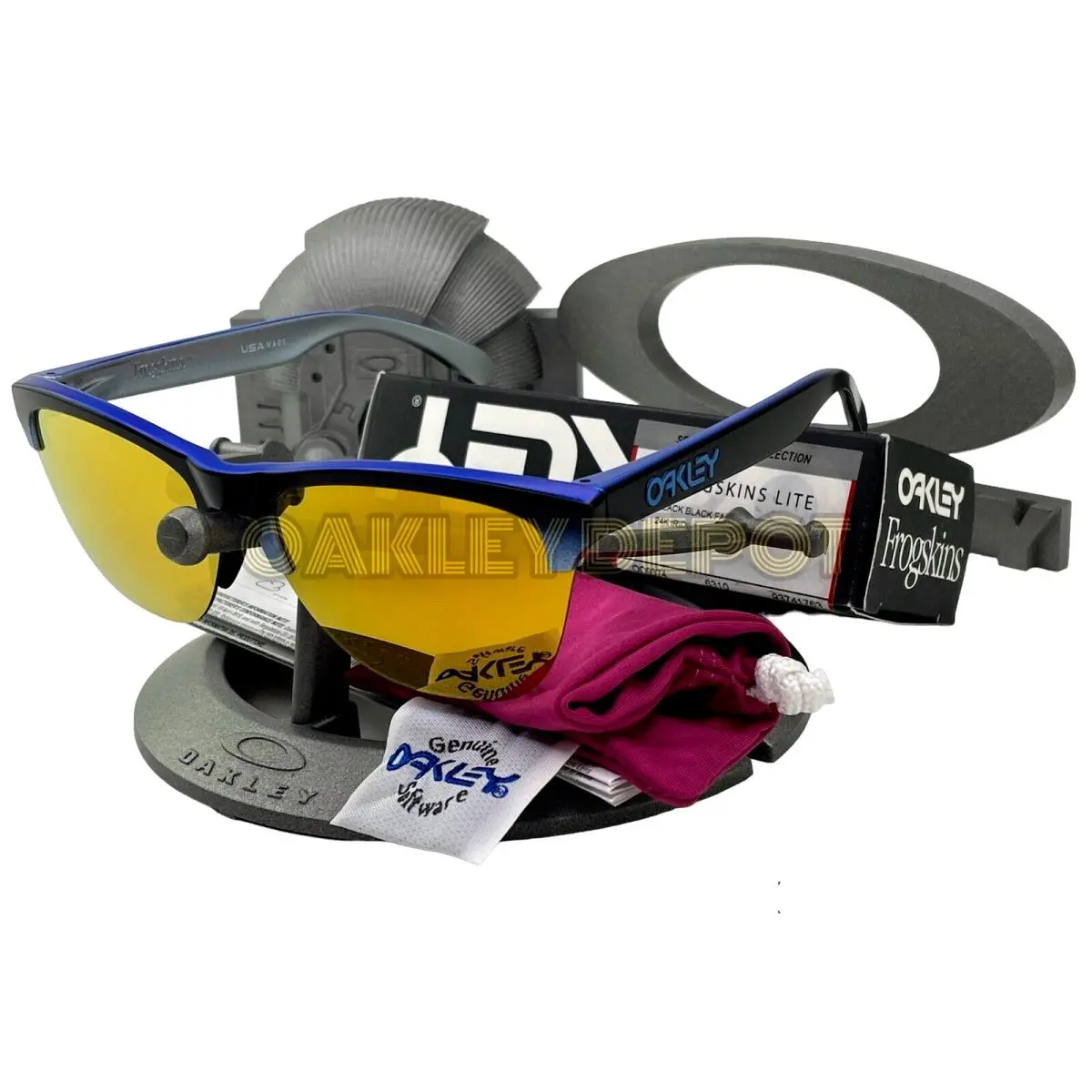 Oakley Frogskins Lite 009374 Black Fade SILVER/24K Iridium Sunglasses 180 - Frame: BLACK FADE SILVER, Lens: 24K