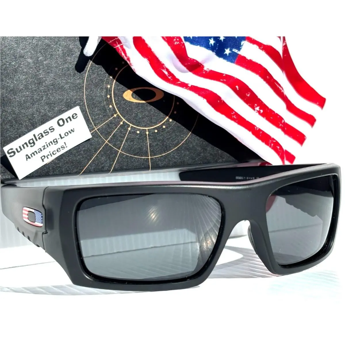 Det Cord Black Matte Usa Flag Polarized Galaxy Blue Sunglass 9253-11 by Oakley