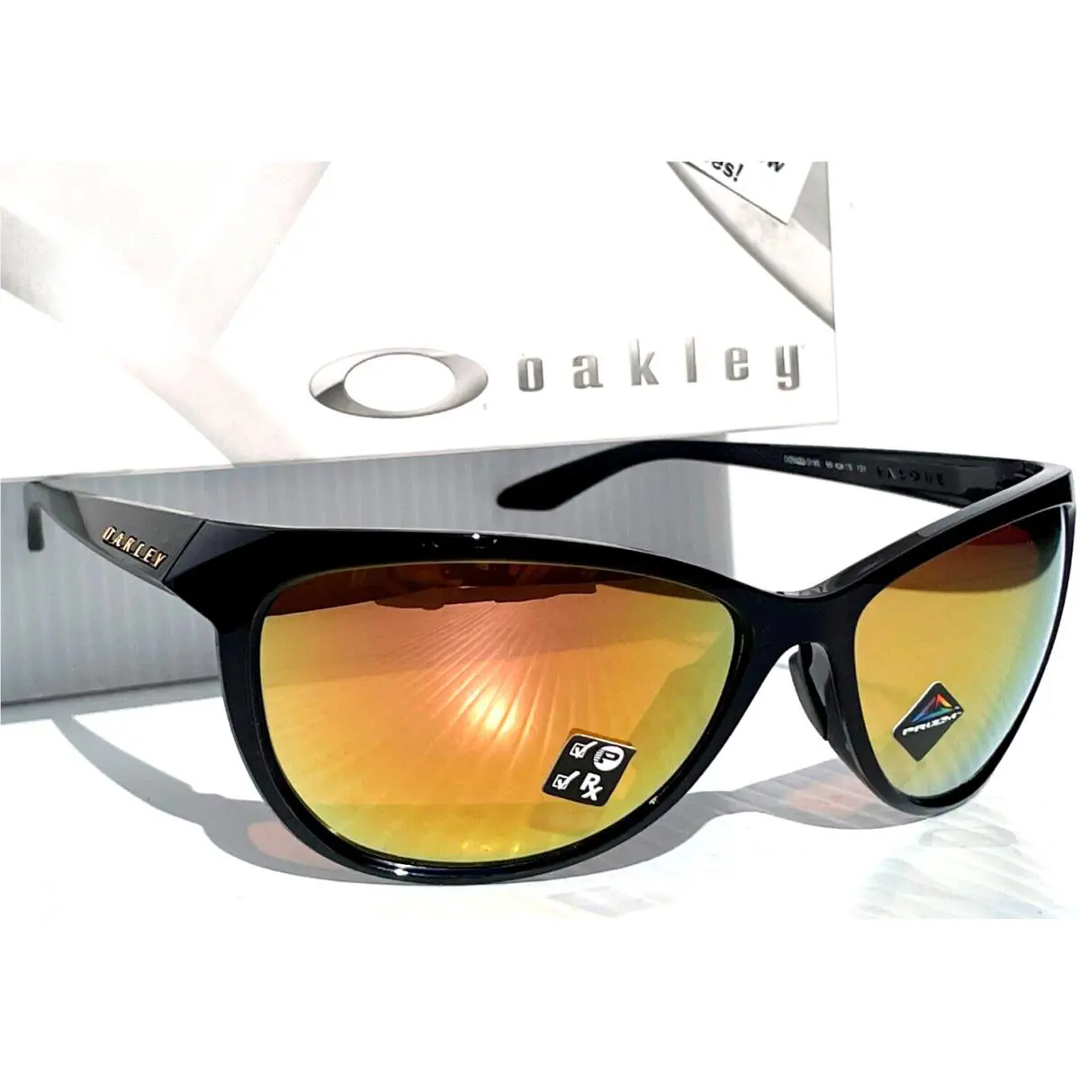 Oakley Pasque Shiny Black Polarized Prizm Rose Gold Mirror Sunglass 9222-01 - Frame: Black