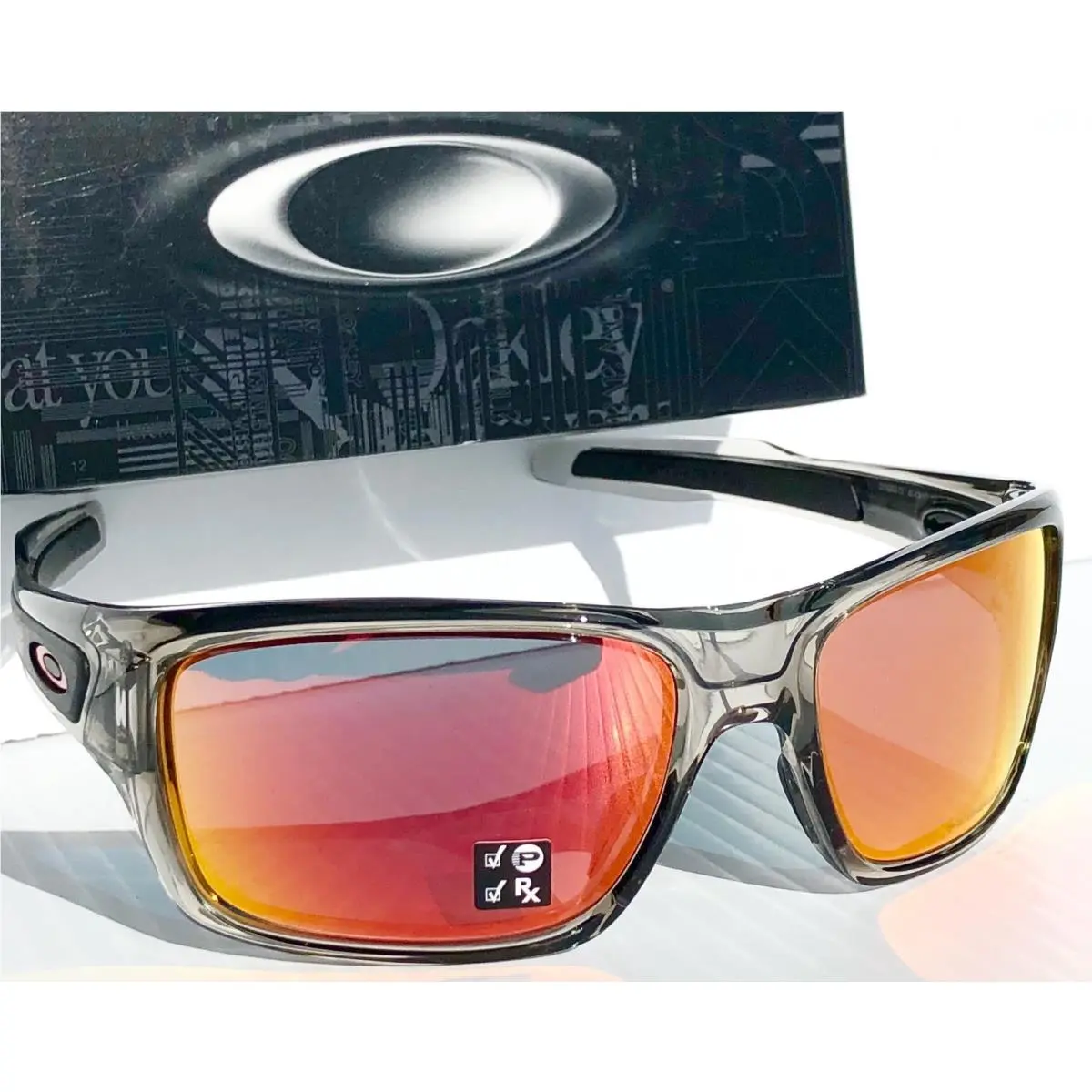 Oakley Turbine Grey Smoke Ink Polarized Prizm Ruby Iridium Sunglass 9263-57