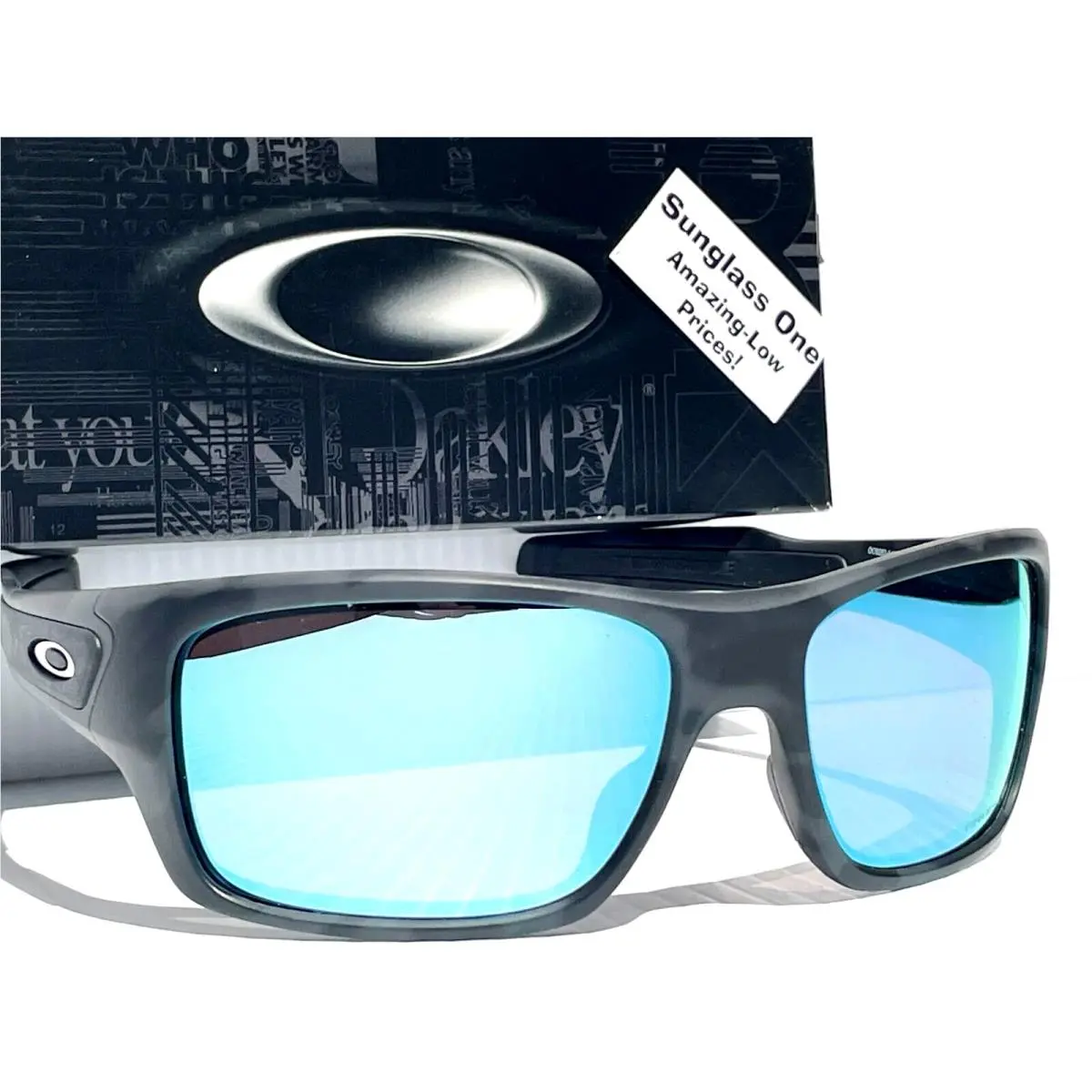 Turbine Matte Black Camo Prizm Polarized Deep Water Blue Sunglass 9263-64 by Oakley