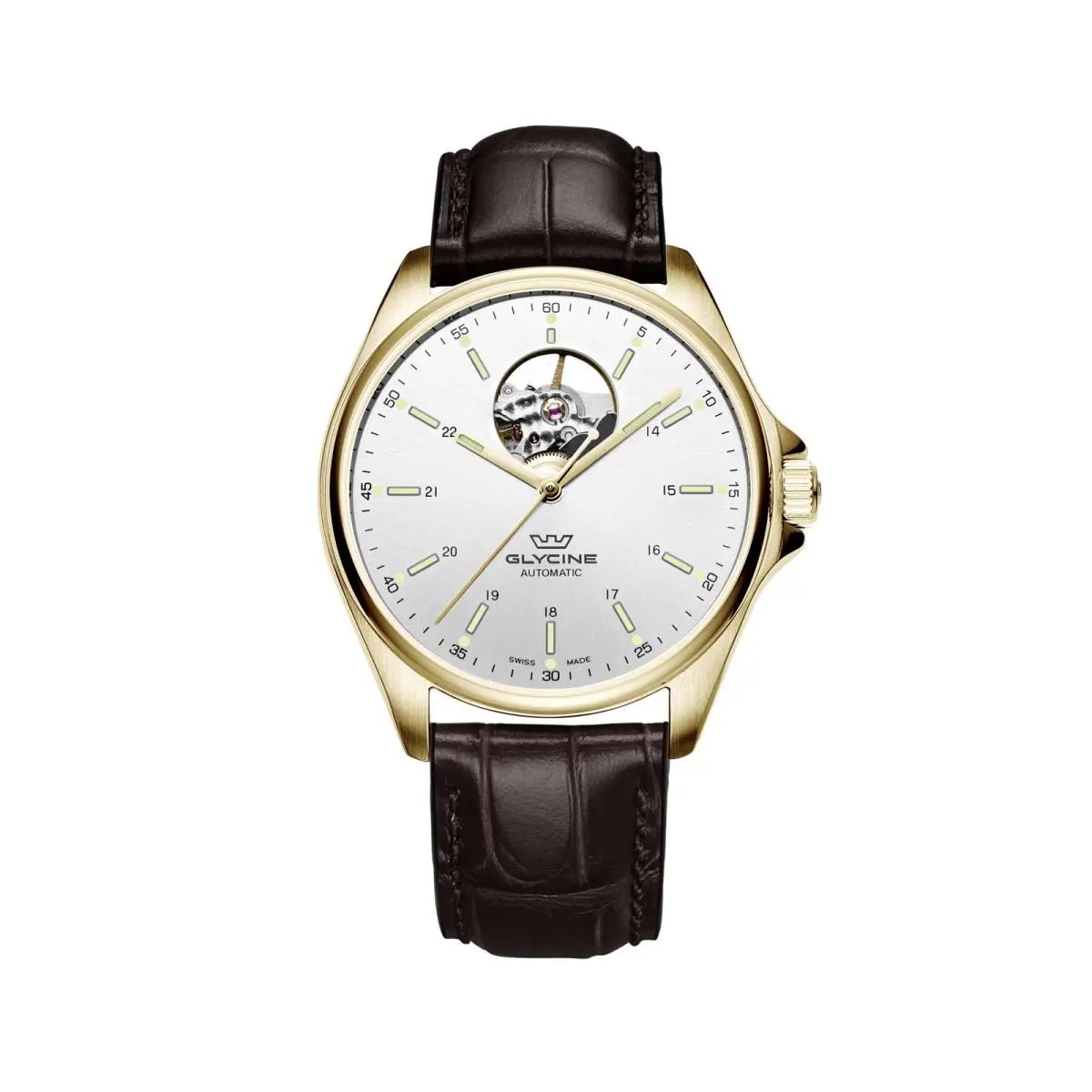 Men`s Combat Classic Open Heart 40mm Automatic Watch GL0121 by Glycine