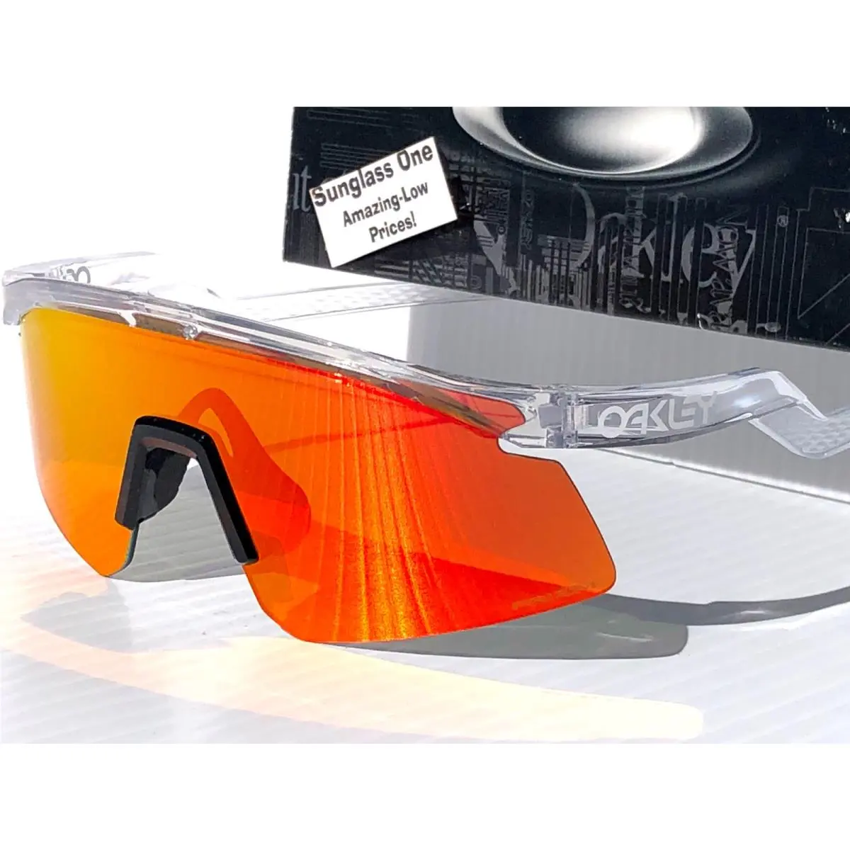 Oakley Hydra Shiny Clear Frame Prizm Prizm Lens Sunglass with Case 9229 - Frame: Clear, Lens: Orange Ruby