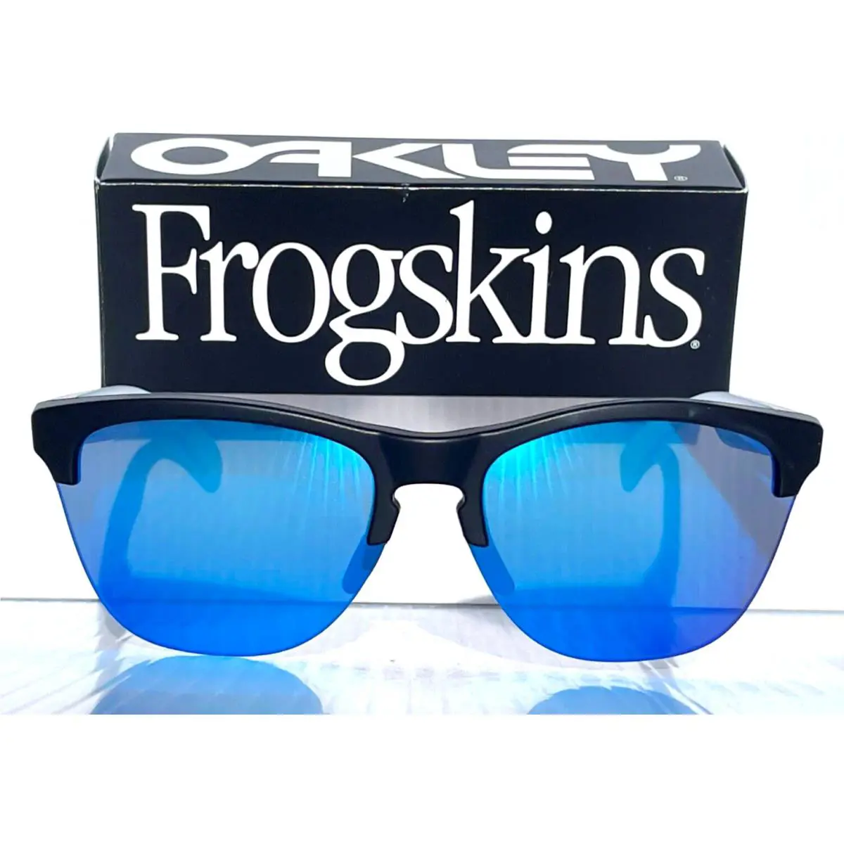 Frogskins Lite Matte Black Clear Prizm Sapphire Lens Sunglass 9374-02 by Oakley
