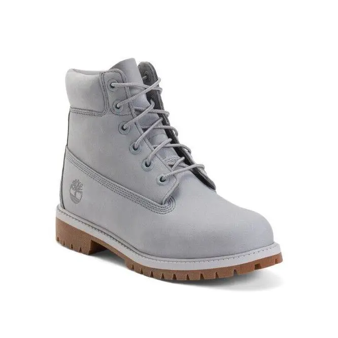 Timberland Leather Premium Waterproof Lace Up Boots Big Kid - Quarry