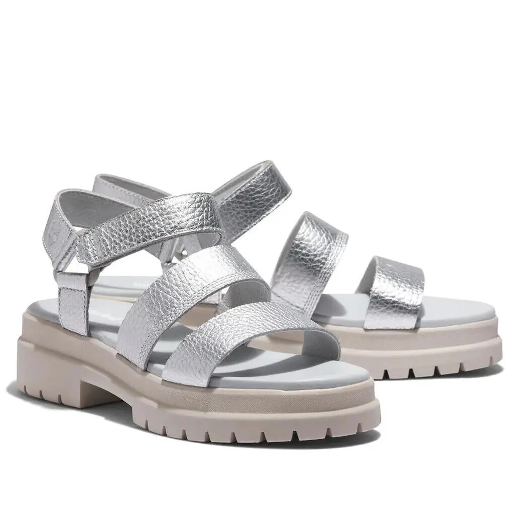 Timberland Silver London Vibe Ankle Strap Sandals Shoes Flats 9