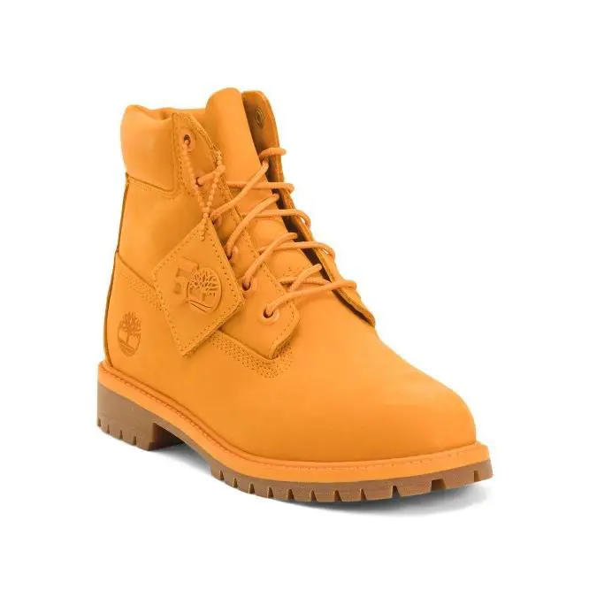 Timberland Leather Premium Waterproof Lace Up Boots Big Kid - Dark Yellow