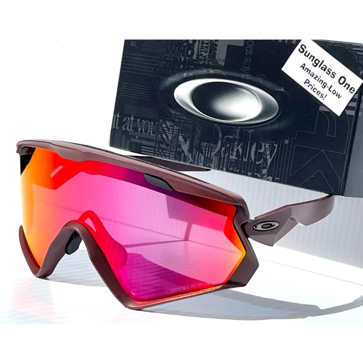 Oakley Wind Jacket 2.0 Matte Bronze Prizm Ruby Mirror Lens Sunglass 9418 - Frame: Brown, Lens: Red