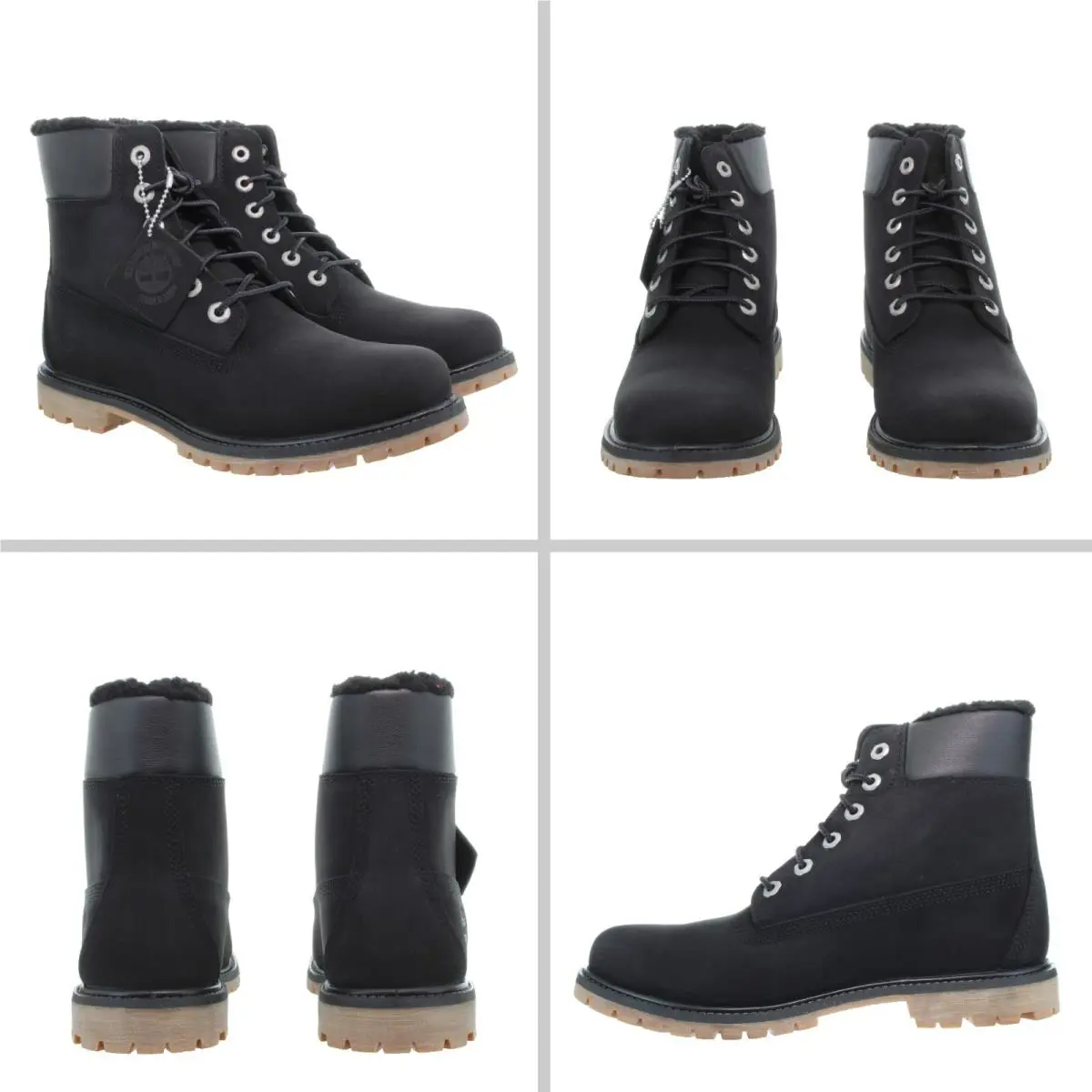 Timberland Women`s Premium 6 Inch Warm Waterproof Black Nubuck Boots Size 9.5 - Black
