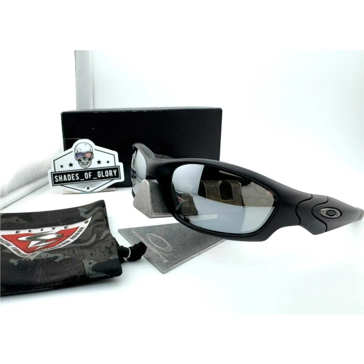Straight Jacket Matte Black Silver Polarized Galaxy Aftermarke Sunglasses by Oakley