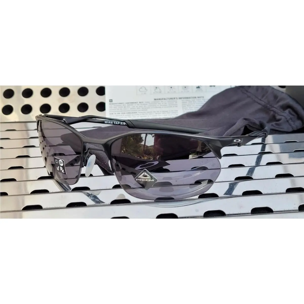 Oakley Wiretap 2.0 4145-0160 Sunglasses Satin Black w/ Prizm Grey Lenses