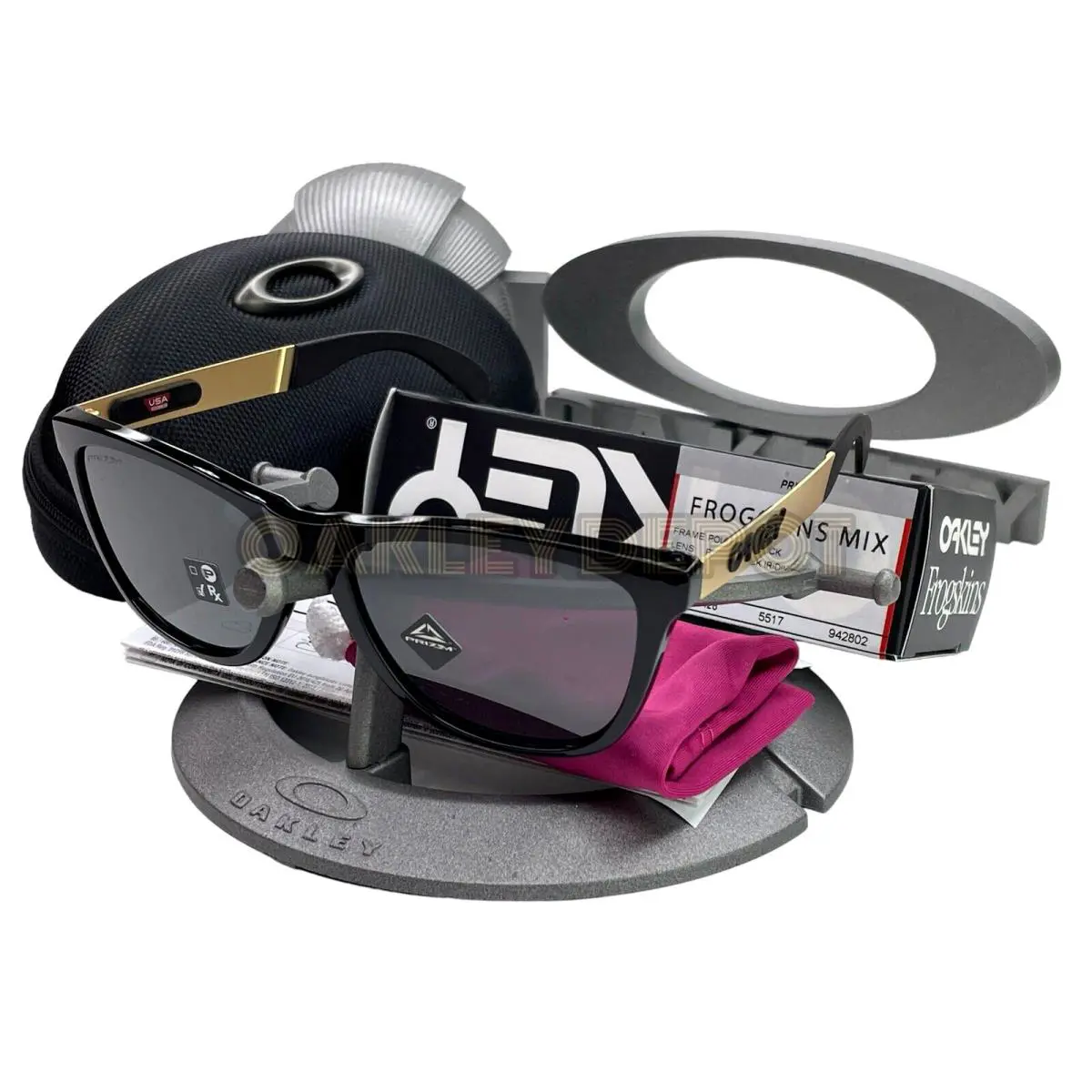Oakley Frogskins Mix 09428 Polished Black/gold/prizm Black Sunglasses 143 - Frame: POLISHED BLACK GOLD, Lens: PRIZM BLACK