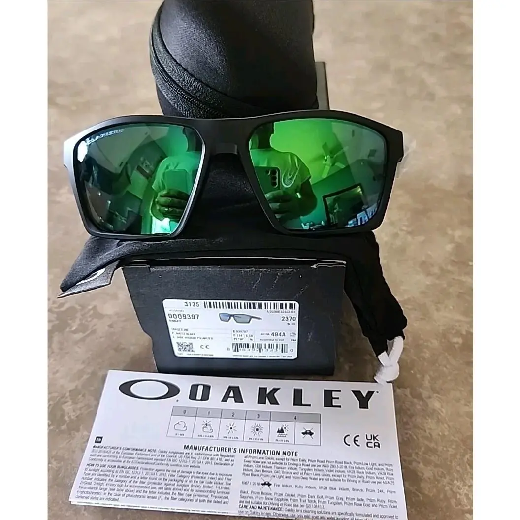 Oakley Targetline Matte Black w/ Prizm Jade Polarized Sunglasses OO9397-07