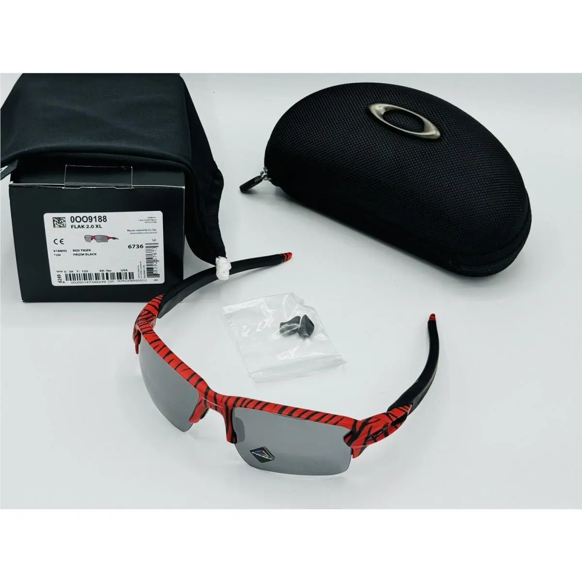 Oakley Flak 2.0 XL Red Tiger Sunglasses Limited Edition Rare Prizm Black