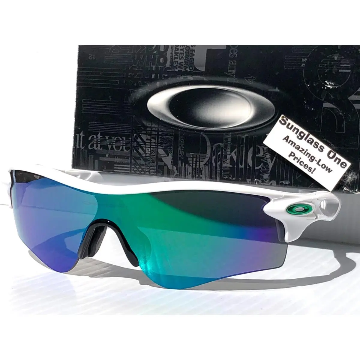 Oakley Radarlock Shiny White with Prizm Jade Lens Sunglass 9206-43