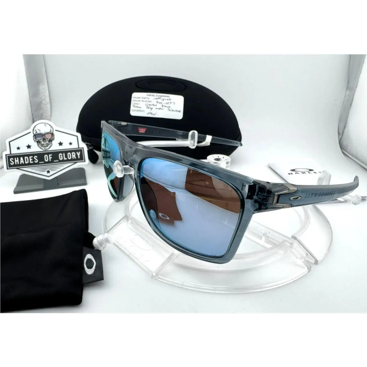 Oakley Leffingwell Crystal Black Prizm Deep Water Polarized Sunglasses 9100-0557