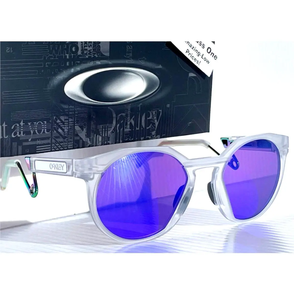 Hstn Metal Matte Clear Prizm Violet Purple Lens Sunglass 9279-02 by Oakley