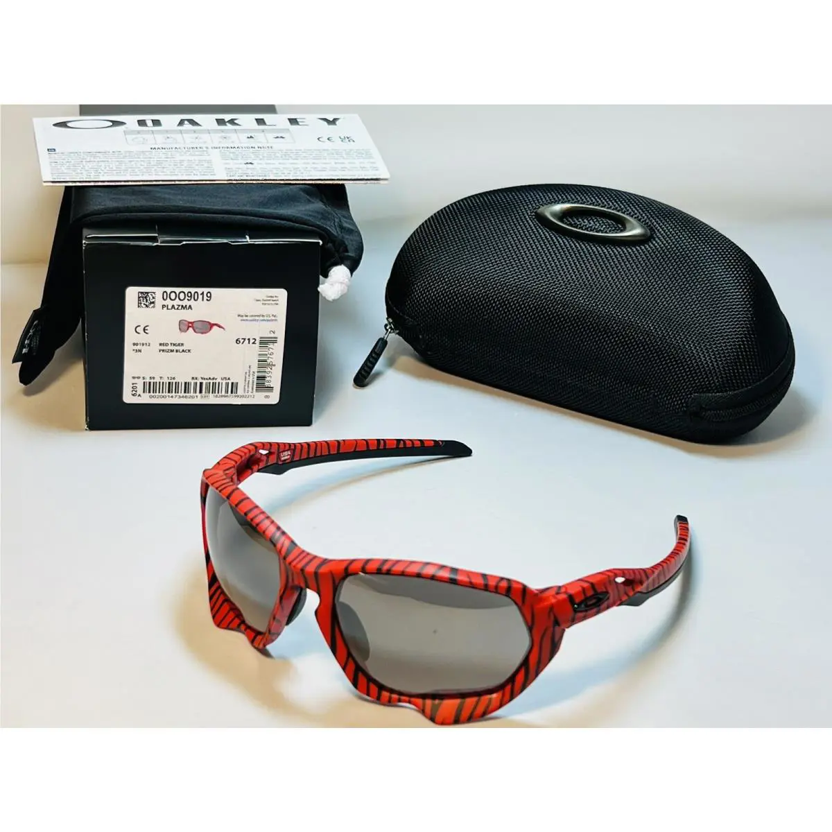 Oakley Plazma Red Tiger Sunglasses Prizm Black Limited Edition Rare Striped