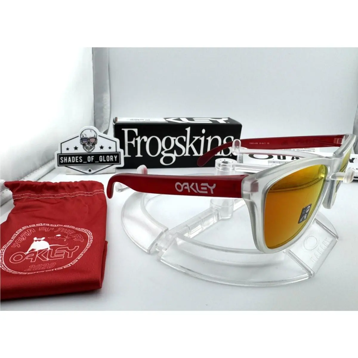 Oakley Frogskins Cny 2020 Year OF Rat Clear Red Prizm Ruby Sunglasses 9013-J055