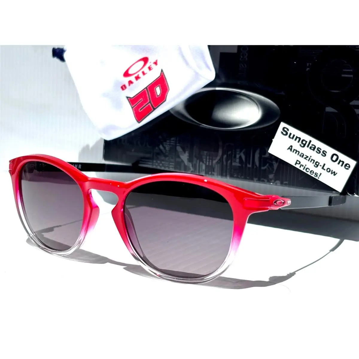 Pitchman R FQ Red Fade Round Prizm Black Gradient Lens Sunglass 9439-17 by Oakley