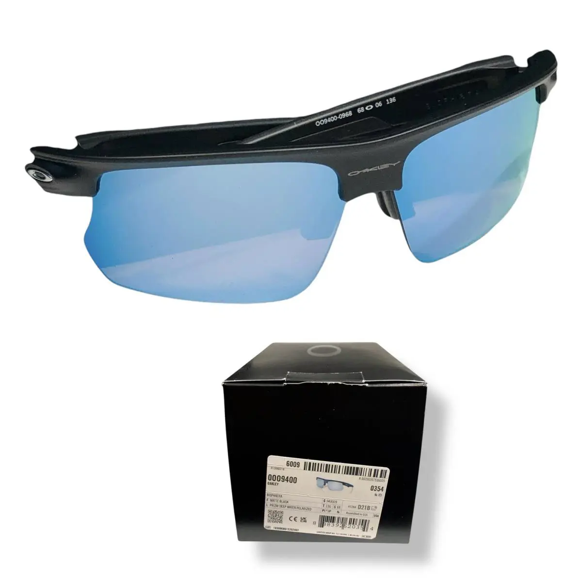 Oakley Bisphaera OO9400 09 Matte Black Polarized Prizm Deep Water Sunglasses - Frame: Matte Black, Lens: Prizm Deep Water