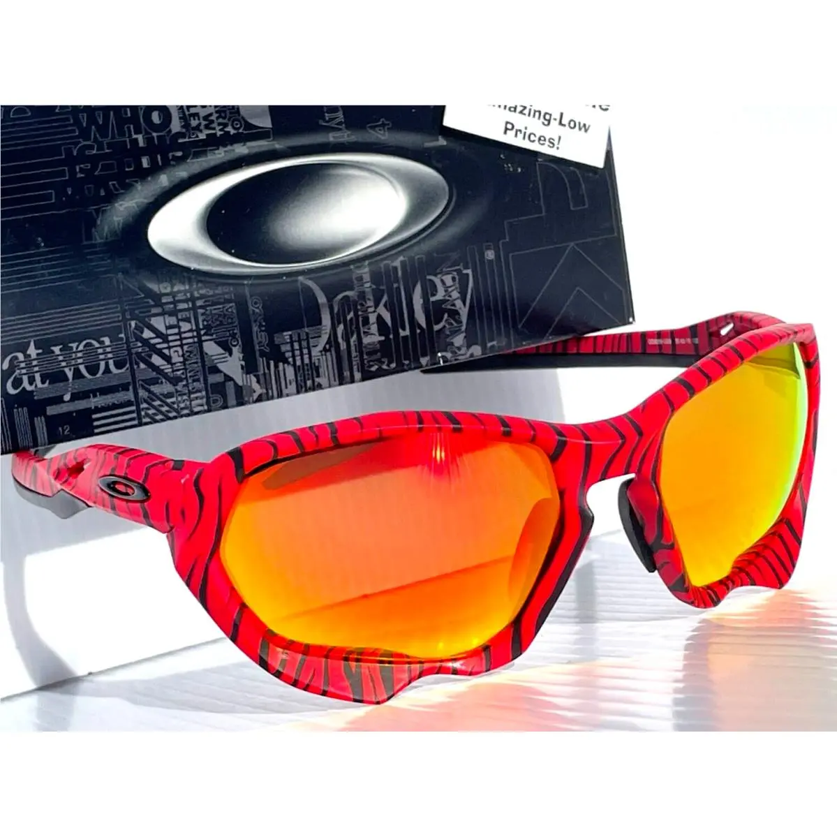 Oakley Plazma Red Tiger Polarized Galaxy Ruby Mirror Lens Sunglass 9019-12
