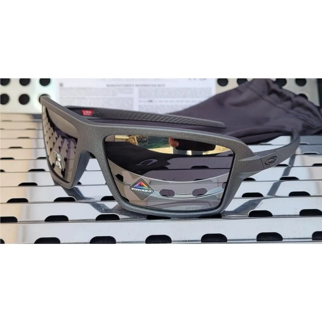 Oakley Cables 9129-0363 Sunglasses Matte Steel w/ Prizm Black Lenses