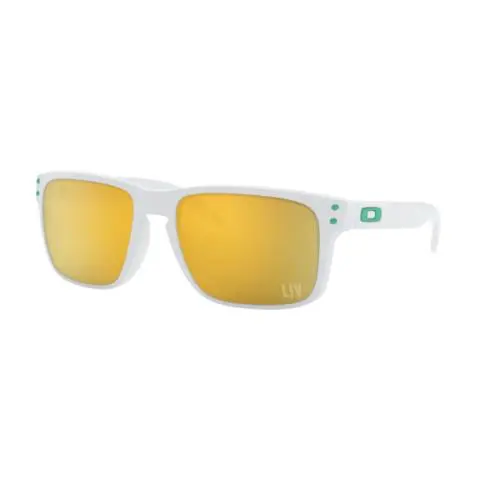 Super Bowl Liv Holbrook Matte White Prizm 24K Gold Polarized OO9102 O6 by Oakley
